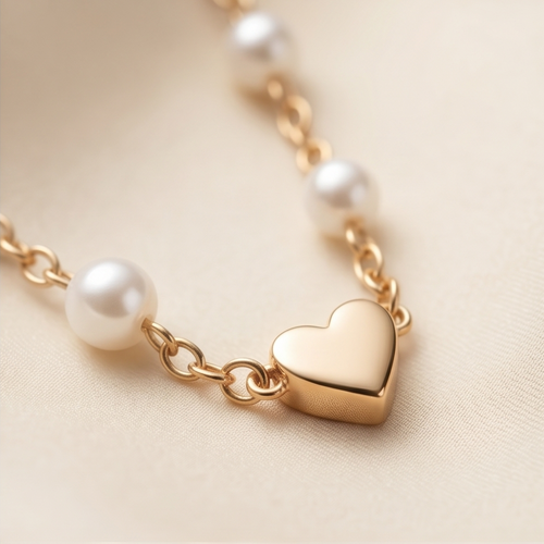 Double Strand Gold with Pearls Necklace #7