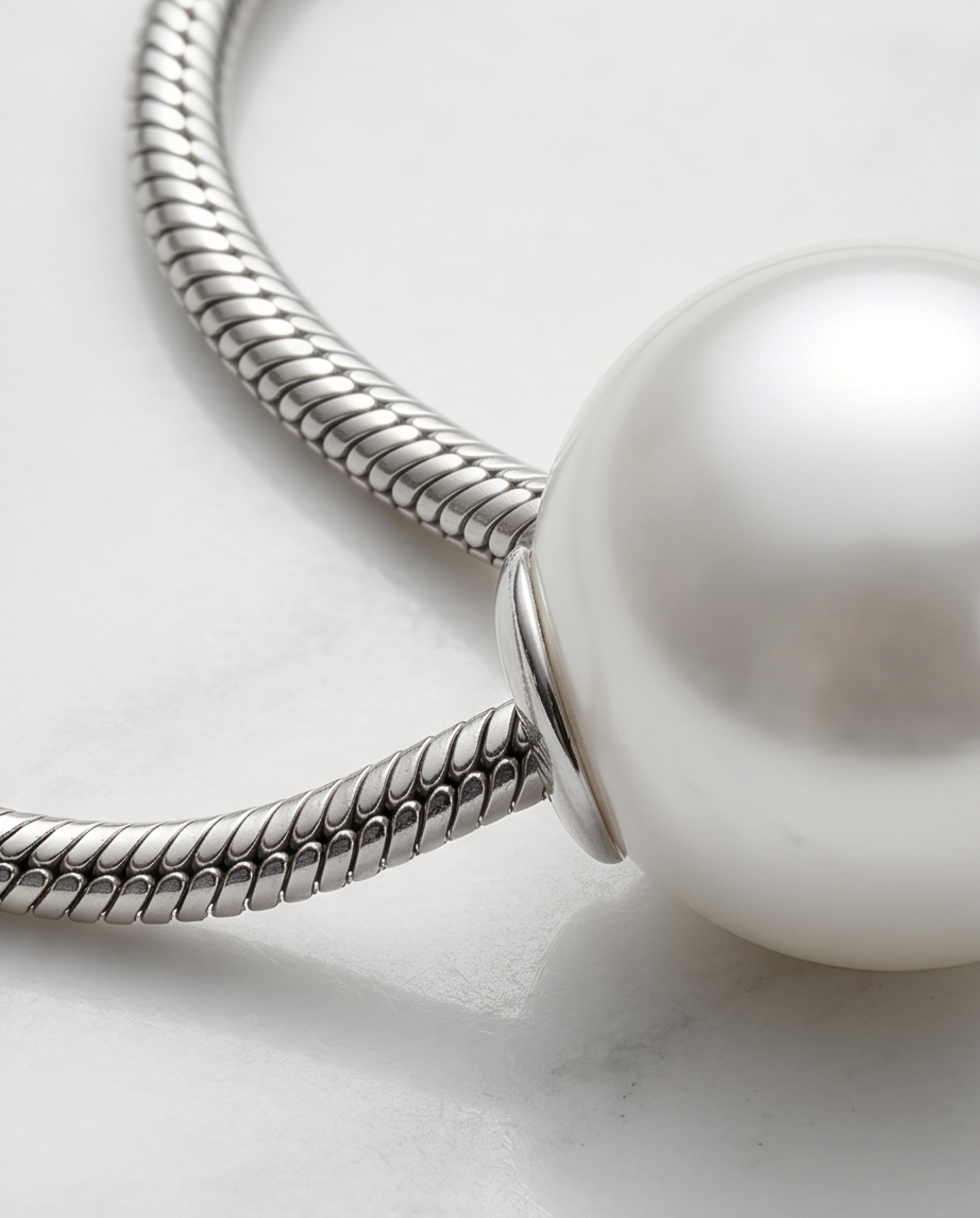 Double Strand Silver with Pearl #6