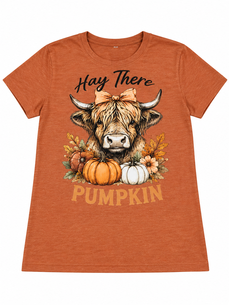 Hay There Pumpkin Highland Cow Graphic Tee