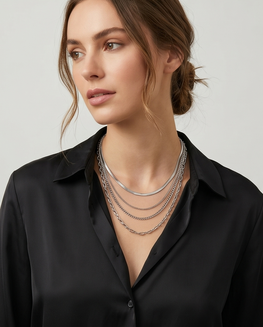 Triple-strand Silver Necklace #63