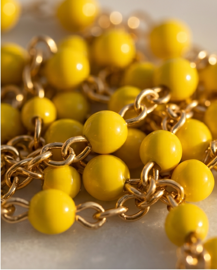 Gold Yellow Bead Necklace #19