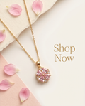 Gold Pink Flower Necklace #51