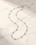 Silver Turquoise Bead Necklace #28