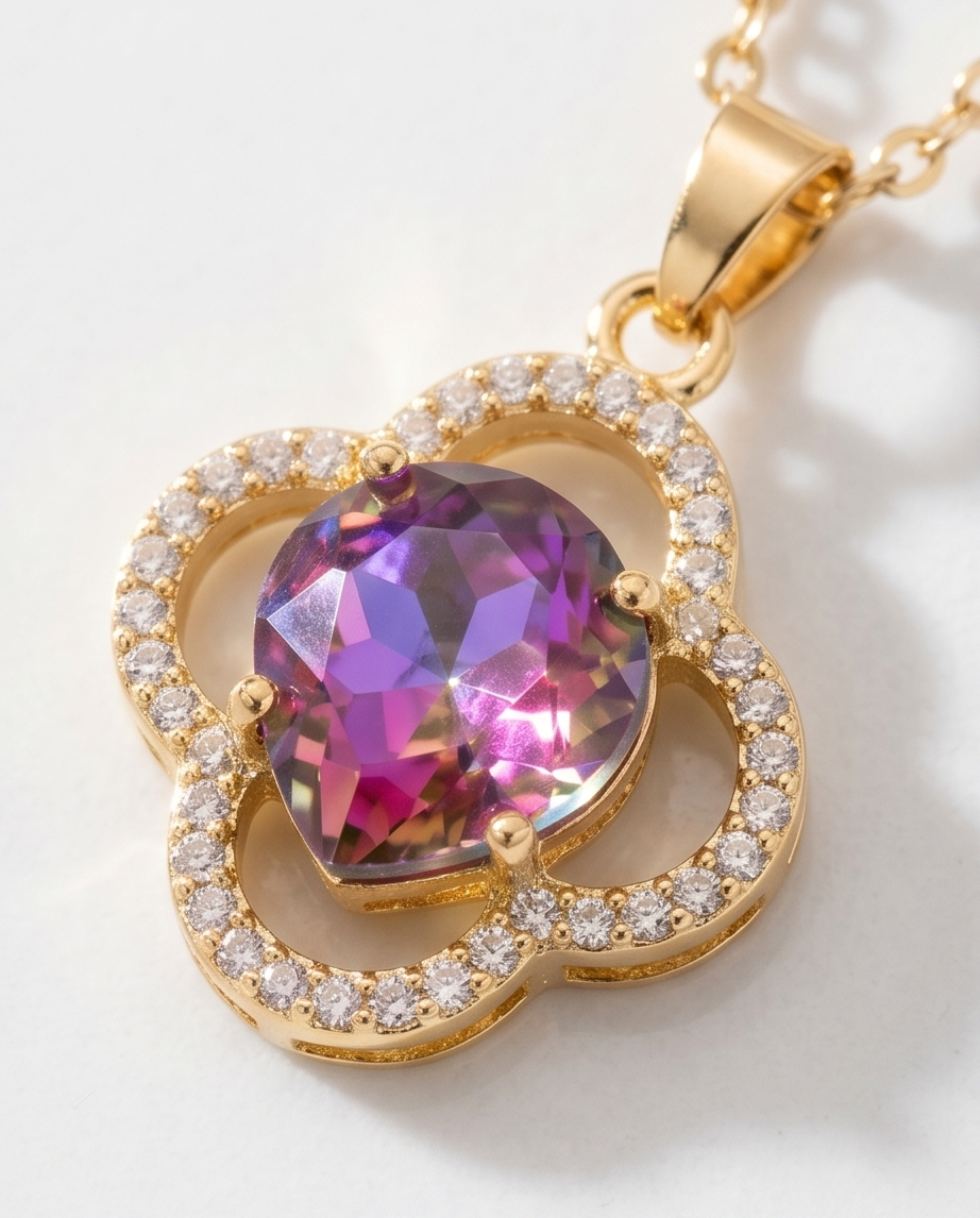 Iridescent Clover Necklace #1