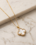 Gold Clover Necklace White #9