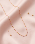 Gold Pink Bead Necklace #23