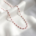 Silver Red Bead Necklace #30